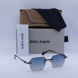 Palm Angels PERI10G QUARTZ 1007 Geometric Sunglasses - Gunmetal/Blue